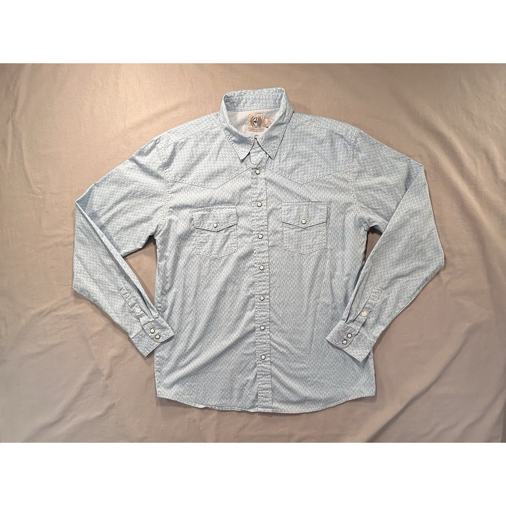 Cinch Long Sleeve Pearl Snap Blue‎ Shirt Kids XL 16-18 Western Wear